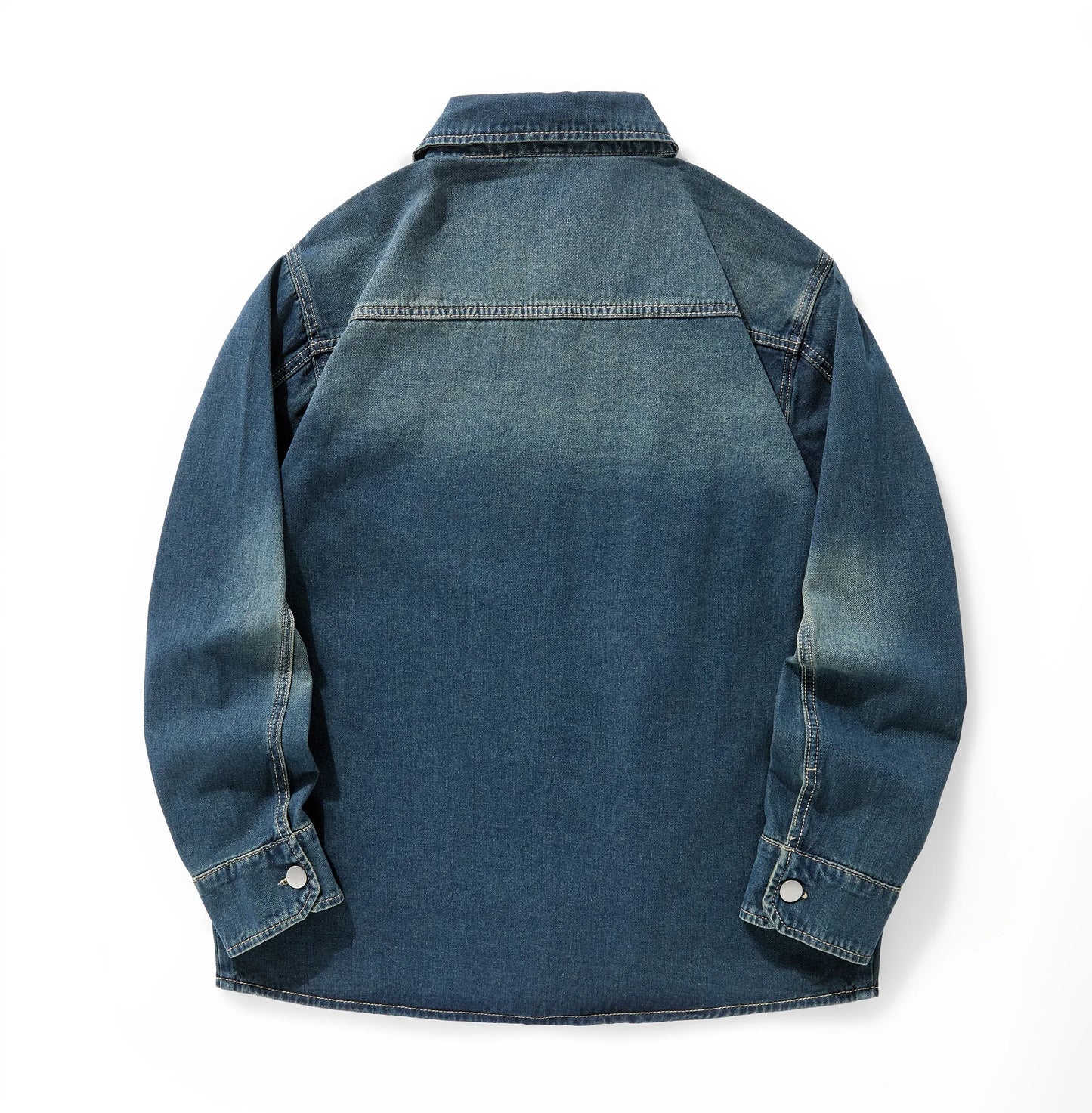 Men's Casual Denim Shirt Jacket Classic Button Up Workwear Style Jean Coat for Spring Fall