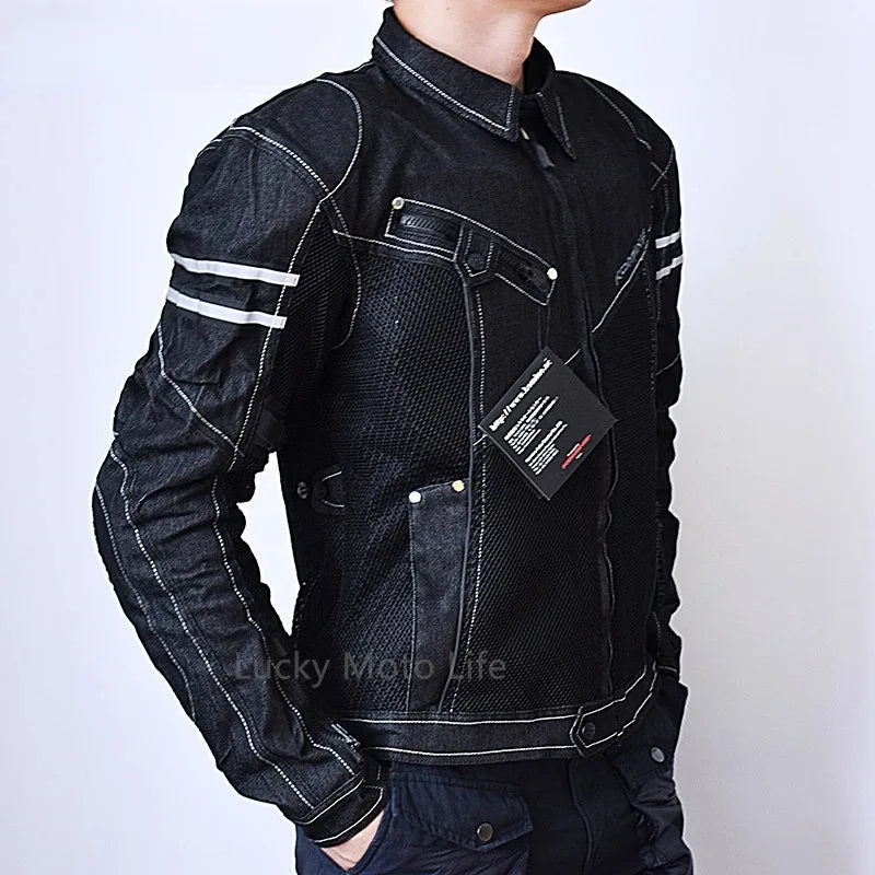 High-Performance Breathable Denim Racing Jacket