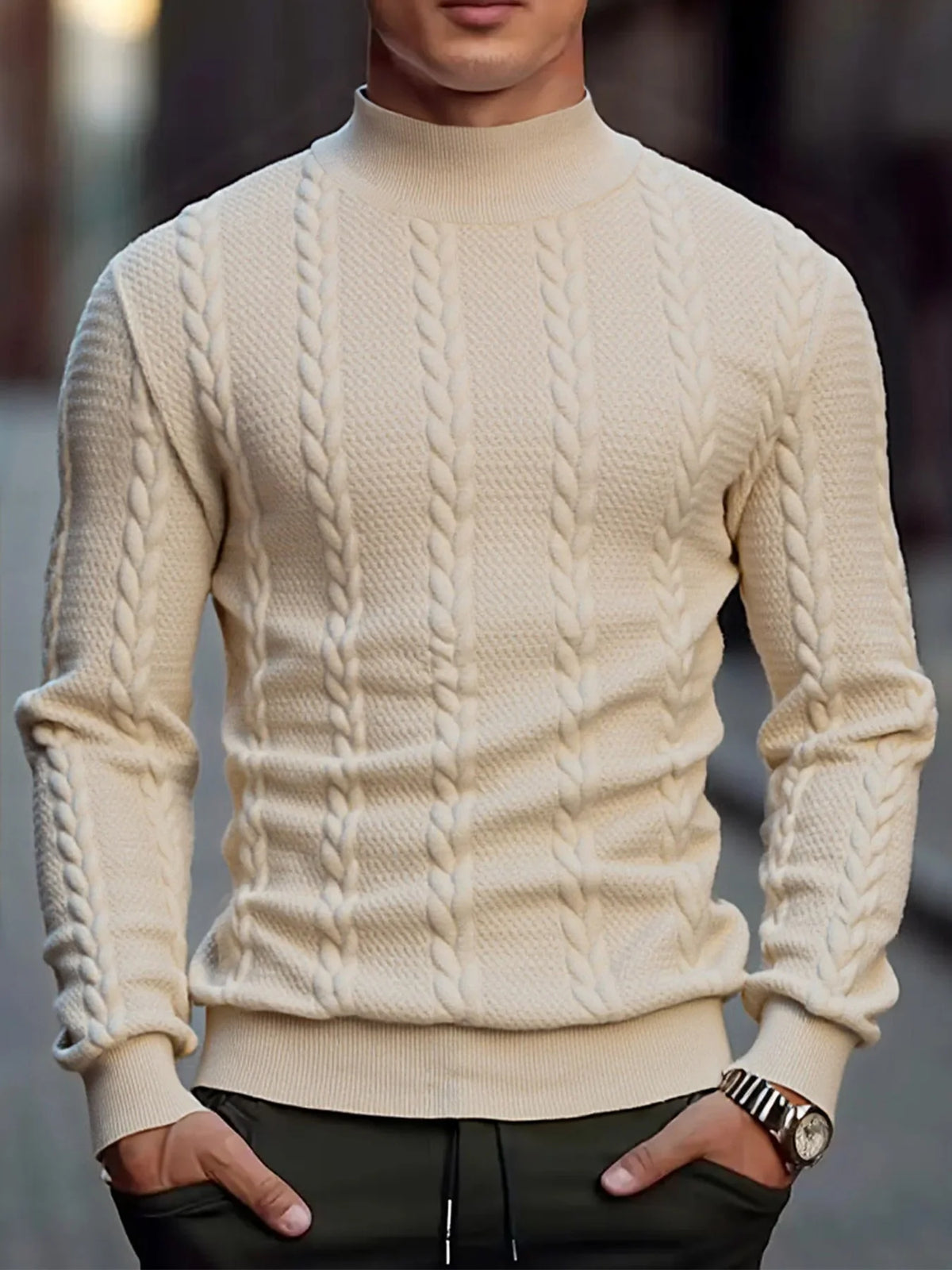 Men's Turtleneck Knit Sweater