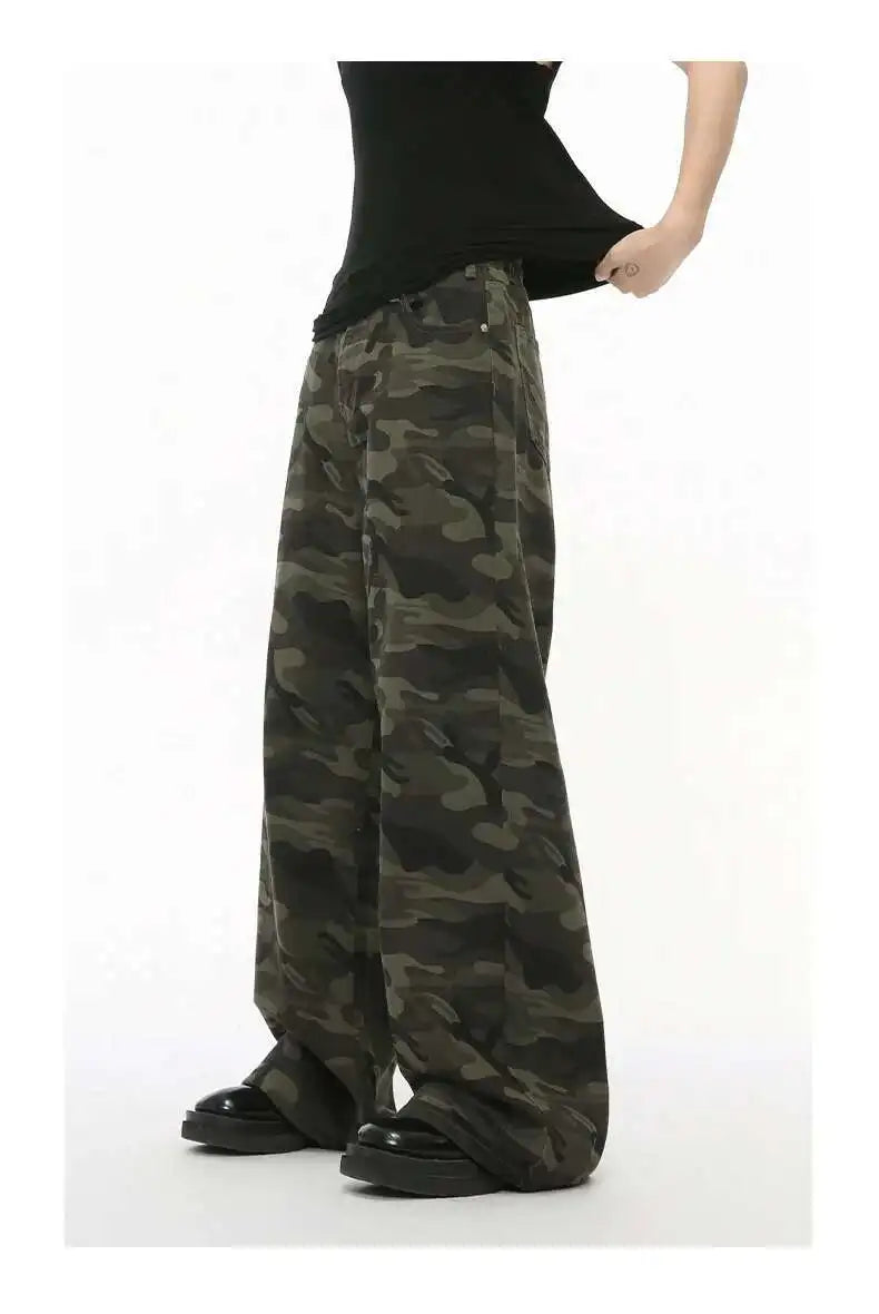 Vintage Camouflage Wide-Leg Men's Jeans