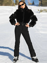 Women’s Faux Fur Trim Ski Jumpsuit