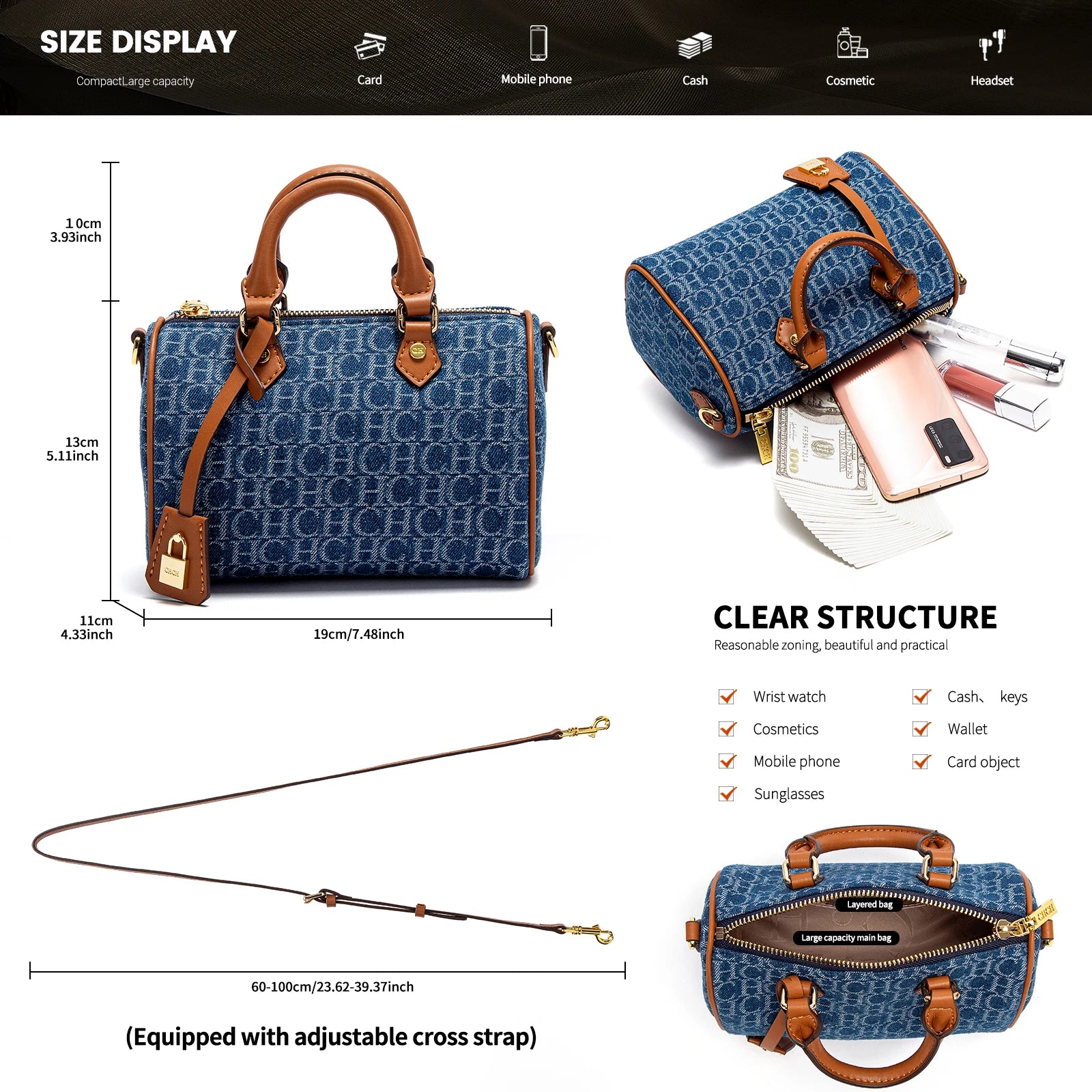Women's Cowboy Splicing Pillow Bag