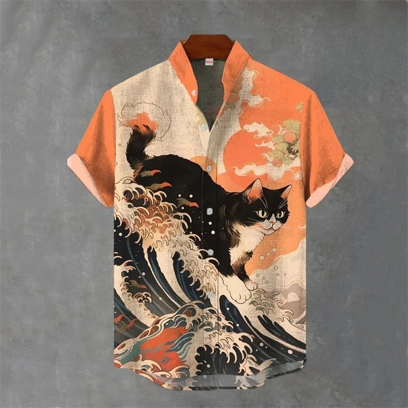Men’s Japanese Animal Graphic Hawaiian Shirt