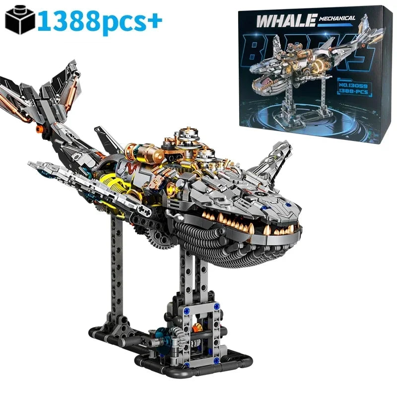 Mechanical Sea Animals Building Blocks DIY Movable Whale Octopus Manta Shark Piranha Creative Technical MOC Desktop Decor Gift
