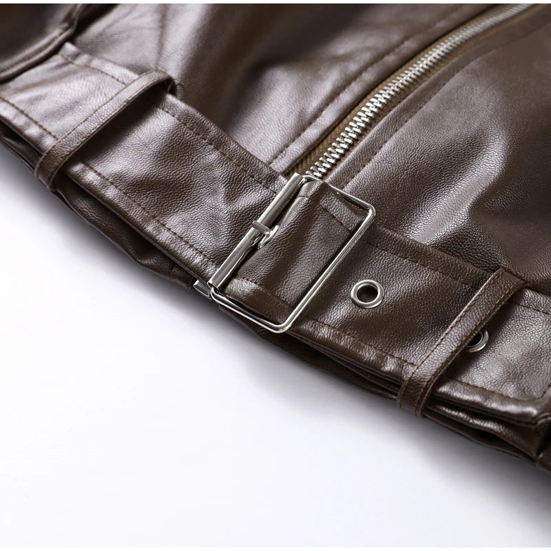 Chic Stand Collar Leather Jacket