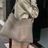 Motingsome Oversize Women Bag Luxury Suede Leather Winter Bags Frosted Cow Skin Handbag and Purses Retro Lady Tote 2024 New