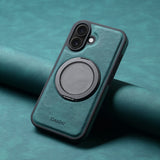 iPhone Faux Leather Case with 360° Ring Stand