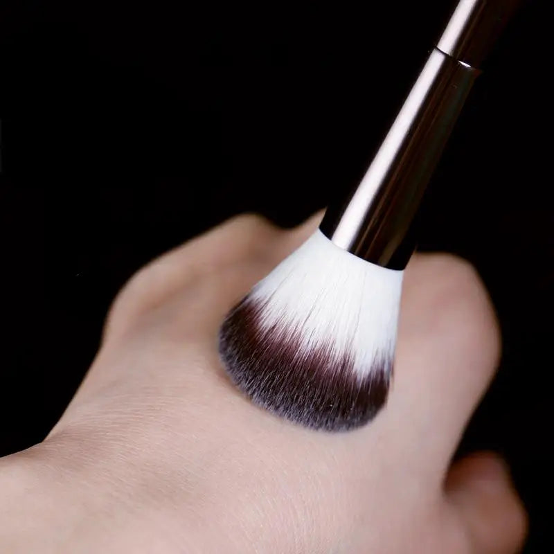 Professional 2-in-1 Metal Handle Powder & Blush Brush with Travel Case