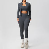 3pcs Sportswear Yoga Set Gym Sports Bra Zipper Jacket Leggings Clothes Sportswear Yoga Suits For Women Fitness Set Tracksuit