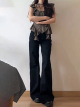 Women's Low-Rise Wide Leg Flared Jeans | Retro Denim