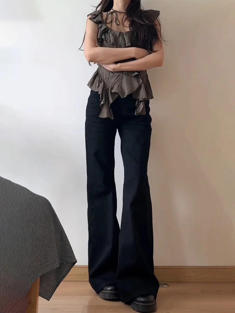 Women's Low-Rise Wide Leg Flared Jeans | Retro Denim