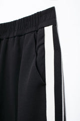 2024 New Women Casual Black Trousers Suits Sports Short Jacket + Female Vinatge Black White Patchwork Baggy Pants Street