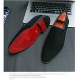 New In Red Bottom Shoes for Men Loafers Flock Solid Slip-On Party Men Dress Shoes Size 38-48 Free Shipping Men Shoes