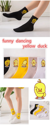 Dancing Duck Cartoon Art Socks