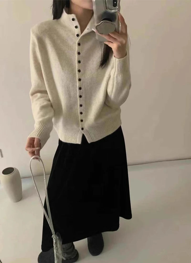 Women's Stand Collar Knit Cardigan
