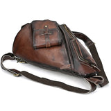 Single Shoulder Bagpack Genuine Leather Chest Bag Outdoor Riding Bag Chest Packs For Biker Men Male Sling Bags Cow Leather