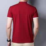 Men's Stand Collar Polo Tee – Solid, Anti-Wrinkle