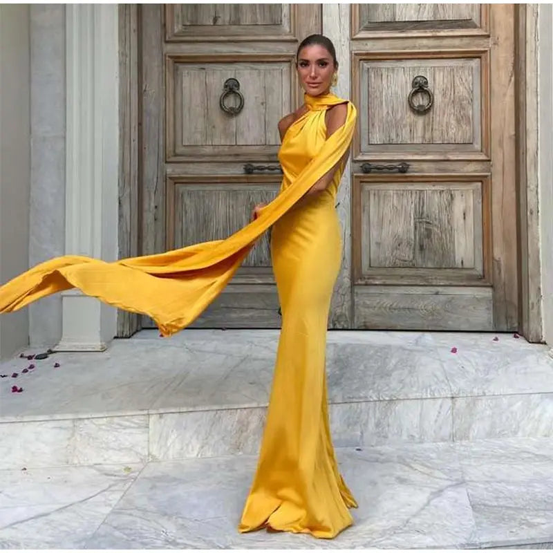 Elegant Ribbon Halter Maxi Dress