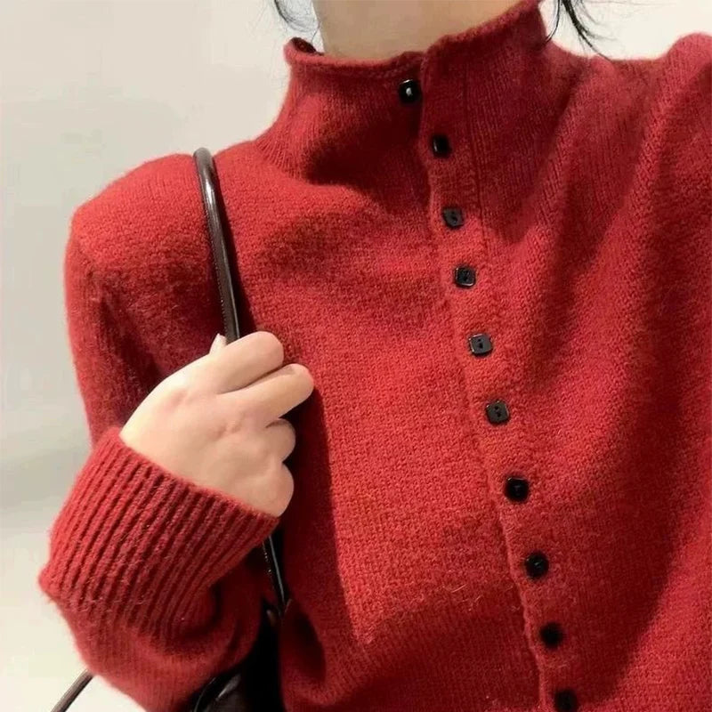 Women's Stand Collar Knit Cardigan