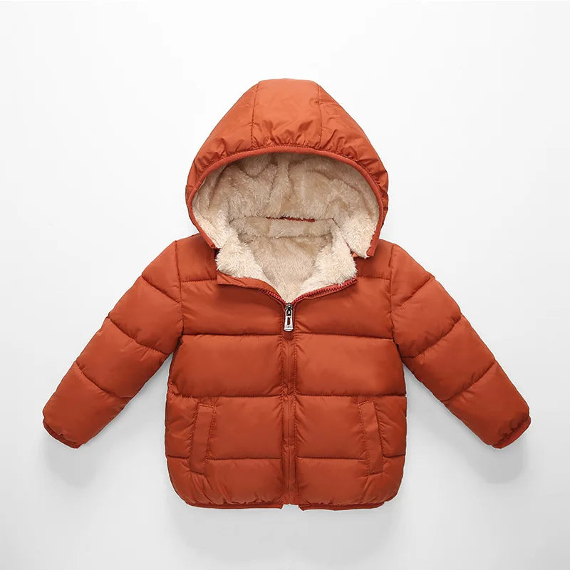 Kids’ Plush Cartoon Hooded Jacket