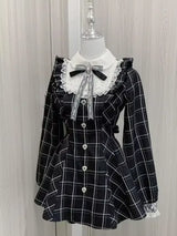 Japanese Y2 Aesthetics Vintage Bow Dress Shorts Set Women Gothic Lolita Style Long Sleeve Shirt Dress Elegant Party Dress Suits
