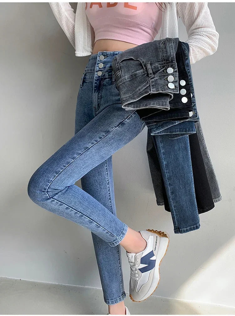 Women's High Waist Stretch Jeans – Slim Denim Pants