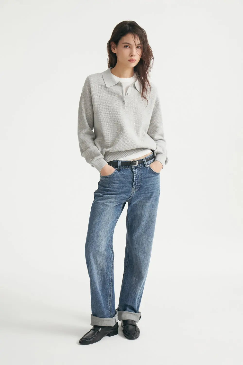 Hirsionsan Winter Thick Women Knitted Suits Soft 2 Pieces soft Female Sets Polo Neck Sweater & Wide Leg Pants Knitted Outfit