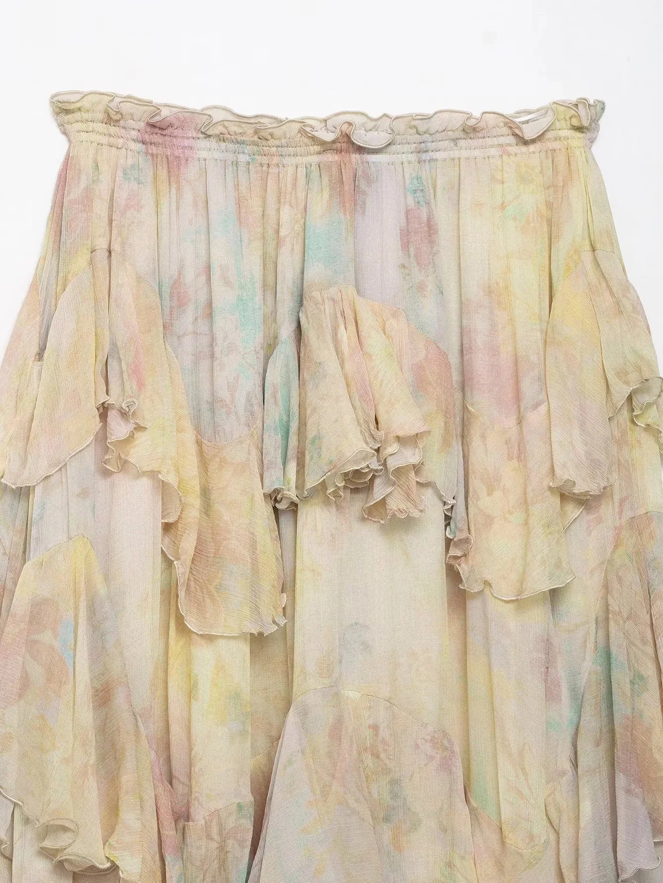 KONDALA Floral Tiered Chiffon Maxi Skirt – Boho Elegance