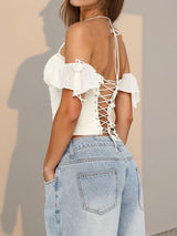Elegant V-Neck Ruffled Blouse