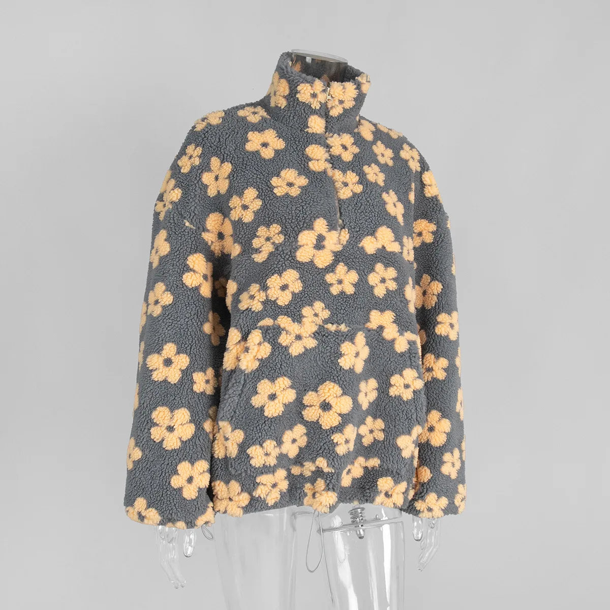 Women's Floral Fleece High-Neck Pullover