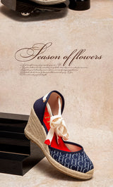 Women's Espadrille Wedge Sandals – Ankle Strap Lace-Up