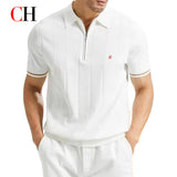 Men's Knit Polo Half-Zip | Embroidered Collar Tee