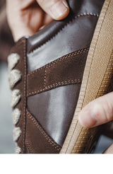 Maden Classic Brown Spliced German Trainer Shoes Flat Low-top Sneakers for Men's Spring and Autumn Casual Lace-up Sporty Shoes