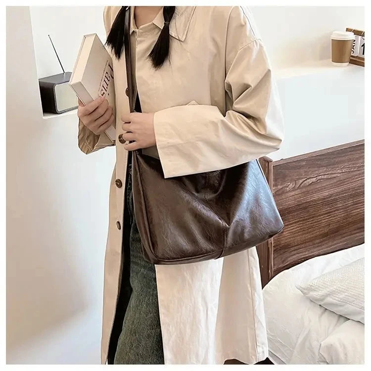 Vintage PU Leather Large Capacity Tote