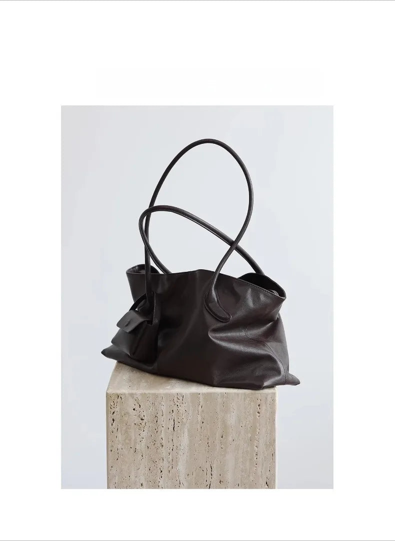 Motingsome Oversized Natural Leather Woman Bags 2025 New Fashion Handbag and Purses Large Capacity Commuter Bag Casual Tote