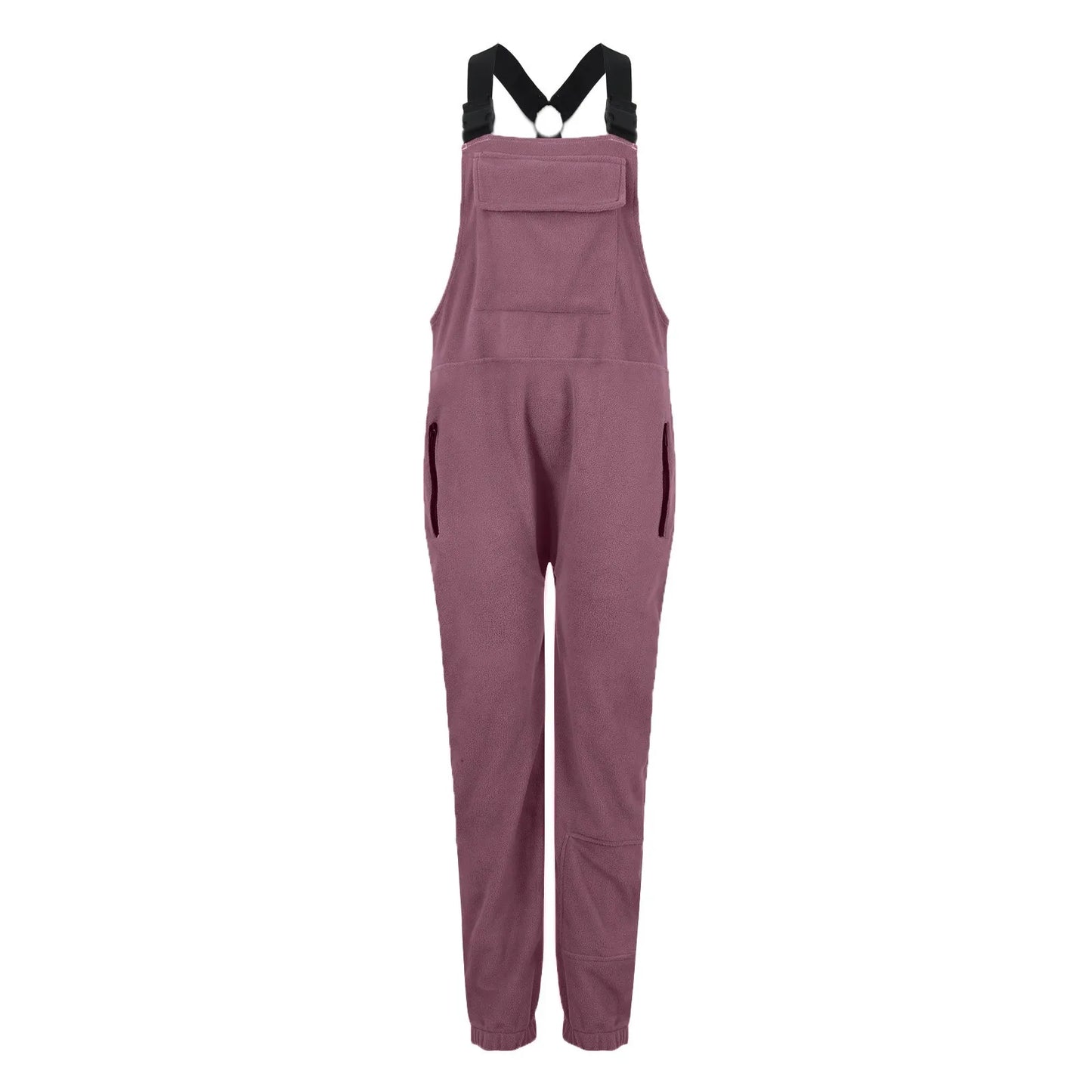 Fleece Bib Overalls - Adjustable Warm Winter Fuzzy Jumpsuit & Ski Pants