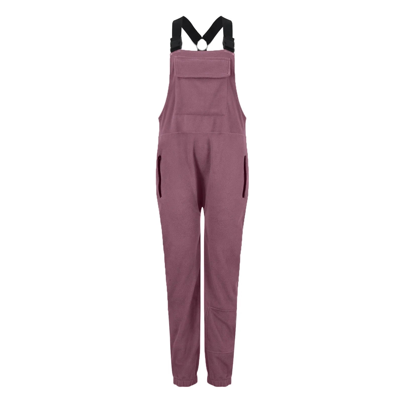 Fleece Bib Overalls - Adjustable Warm Winter Fuzzy Jumpsuit & Ski Pants