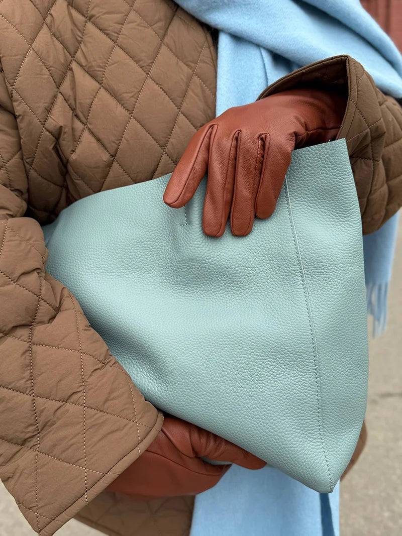 Women Luxury Bag Casual Tote Female Fashion Summer Beach Handbag Lady Popular Soft Cowhide Genuine Leather Shoulder Shopping Bag