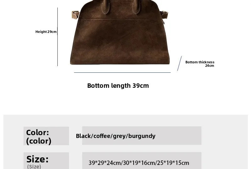 High Quality Autumn Winter New Matte Suede Tote Bag Large Capacity Commuter Casual Portable Shoulder Genuine Leather Women's Bag