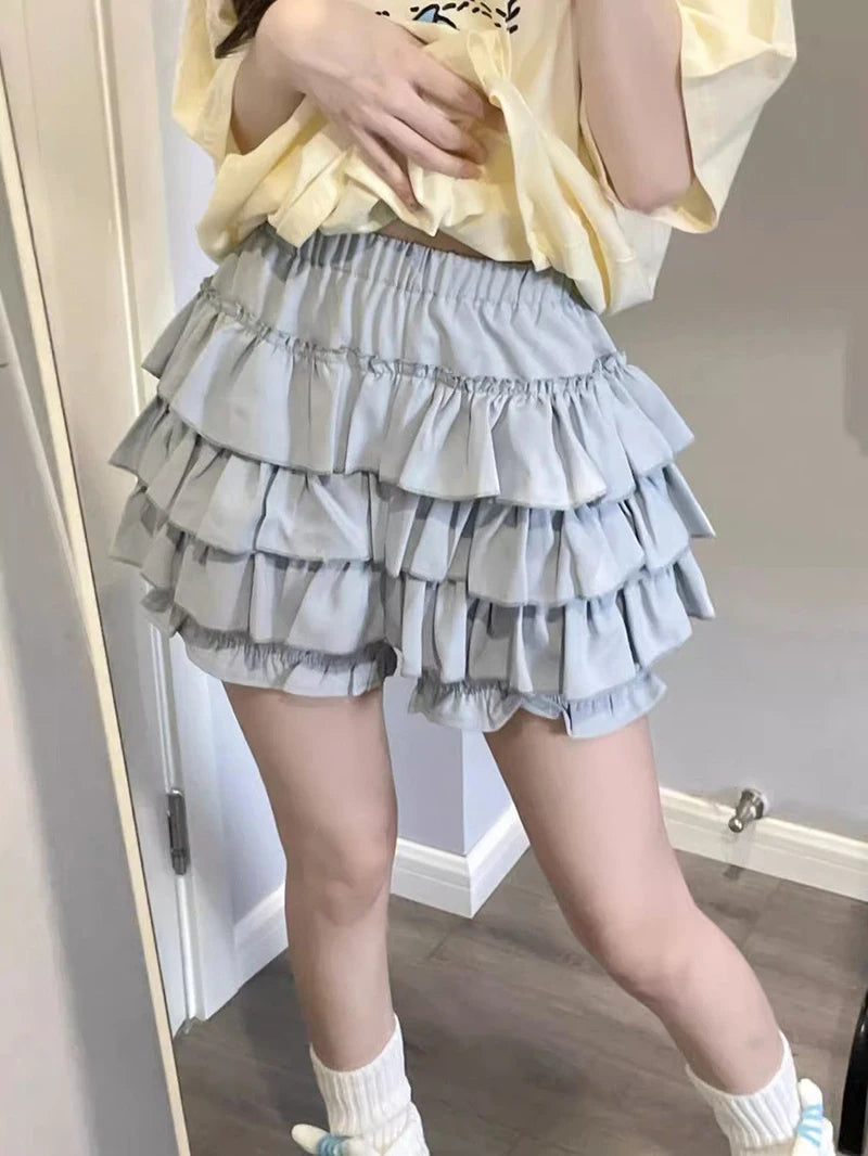 Bow & Ruffle High-Waist A-Line Mini Skirt