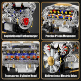 MOC Technik Electrically Driven V8 Engine Model Car Building Blocks Set Creative Educational Toys Christmas Adultd Gifts