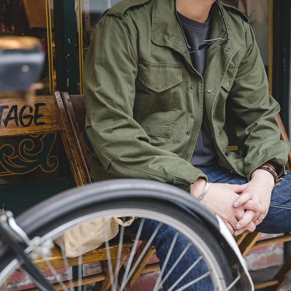Maden Retro M65 Field Jacket – Men's Green Cotton Windbreaker