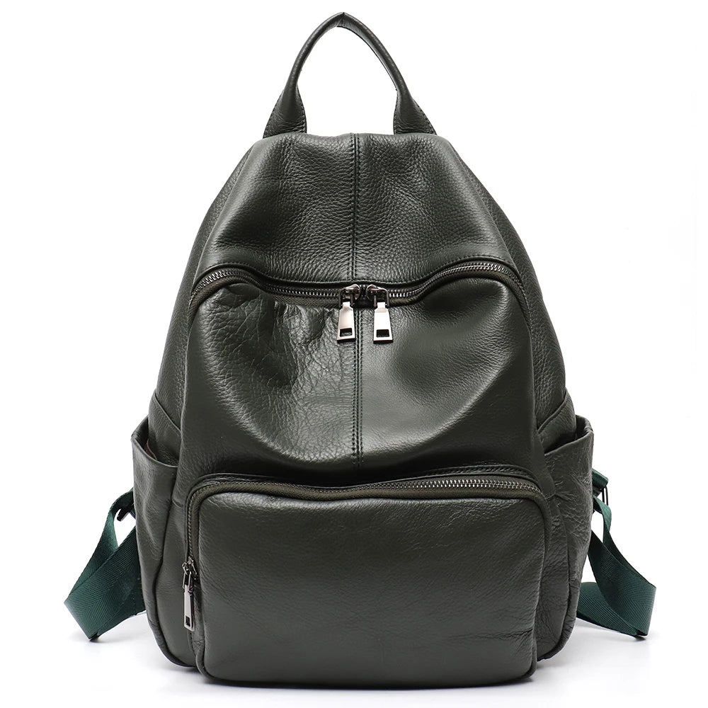 Natural Cowhide Backpack for Women&men Minimalist Design Casual Daily Versatile College Students' Shoulder Bags Travel Knapsack