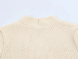 Summer minimalist style V-neck slim fit structured knit short sleeved knitted jacket with suspender short top and half skirt