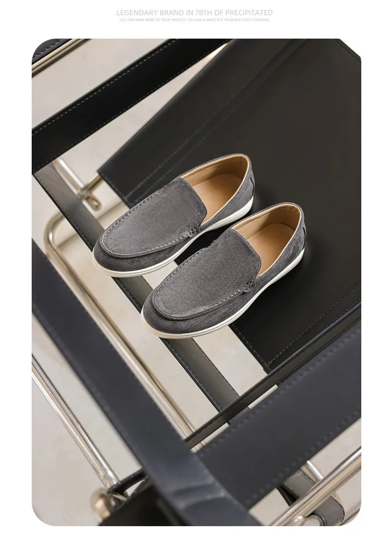 Men Flat Loafers 2025 Frosted Suede Flat Shoes Comfortable Non Slip Fashion Loafers Lightweight Trendy Outdoor Casual Shoes