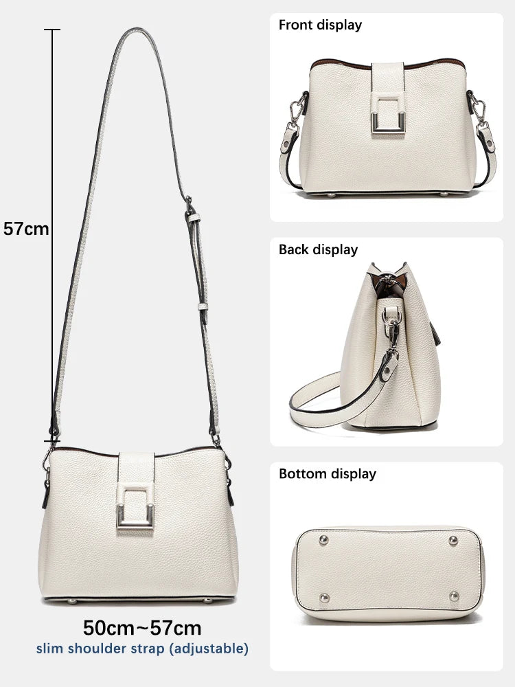 Zency Genuine Leather Bucket Shoulder Bag for Women