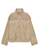 Brown Retro Suede Lapel Zippered Short Jackets Women's Casual Full Sleeves Pocket Loose Coats 2026 Spring Daily Commute Outwear