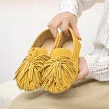 AIYUQI Women's Flat Shoes Genuine Leather 2026 New Tassel Women's Loafers Large Size Ballet Mary Jane Shoes For Women