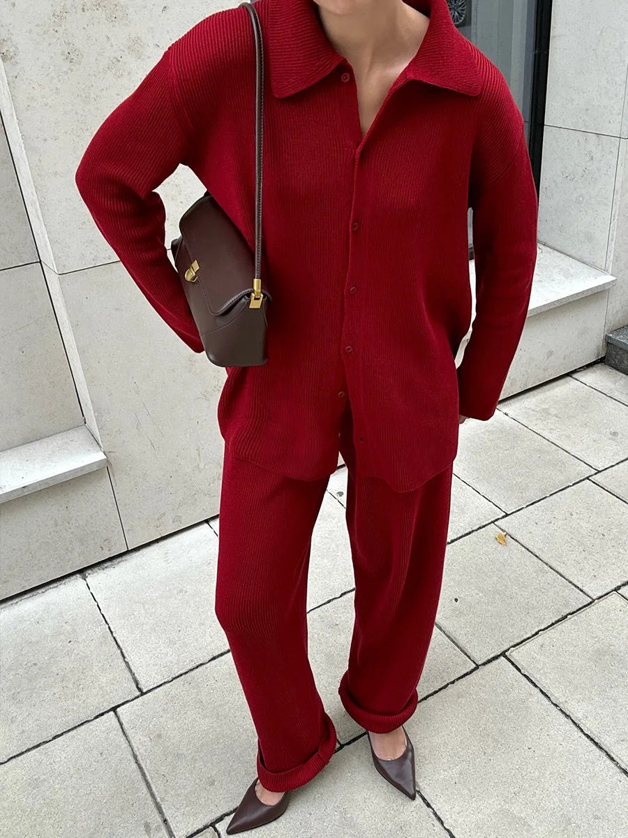 Bornladies Autumn Winter New Knit Cardigan Pants Set Loose Two Piece Casual Sweater Suit Women Thick Warm Soft Knitted Outfit