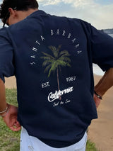 Men's Coconut Tree Print Cotton Tee | Relaxed Summer Fit